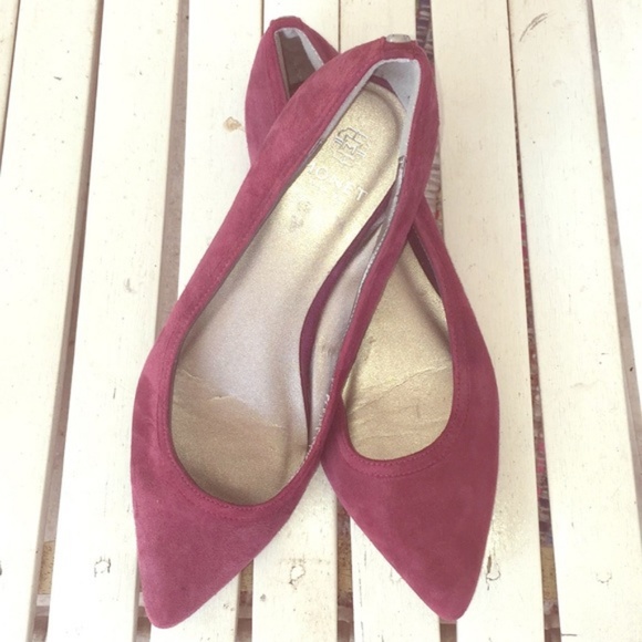 burgundy pointed flats
